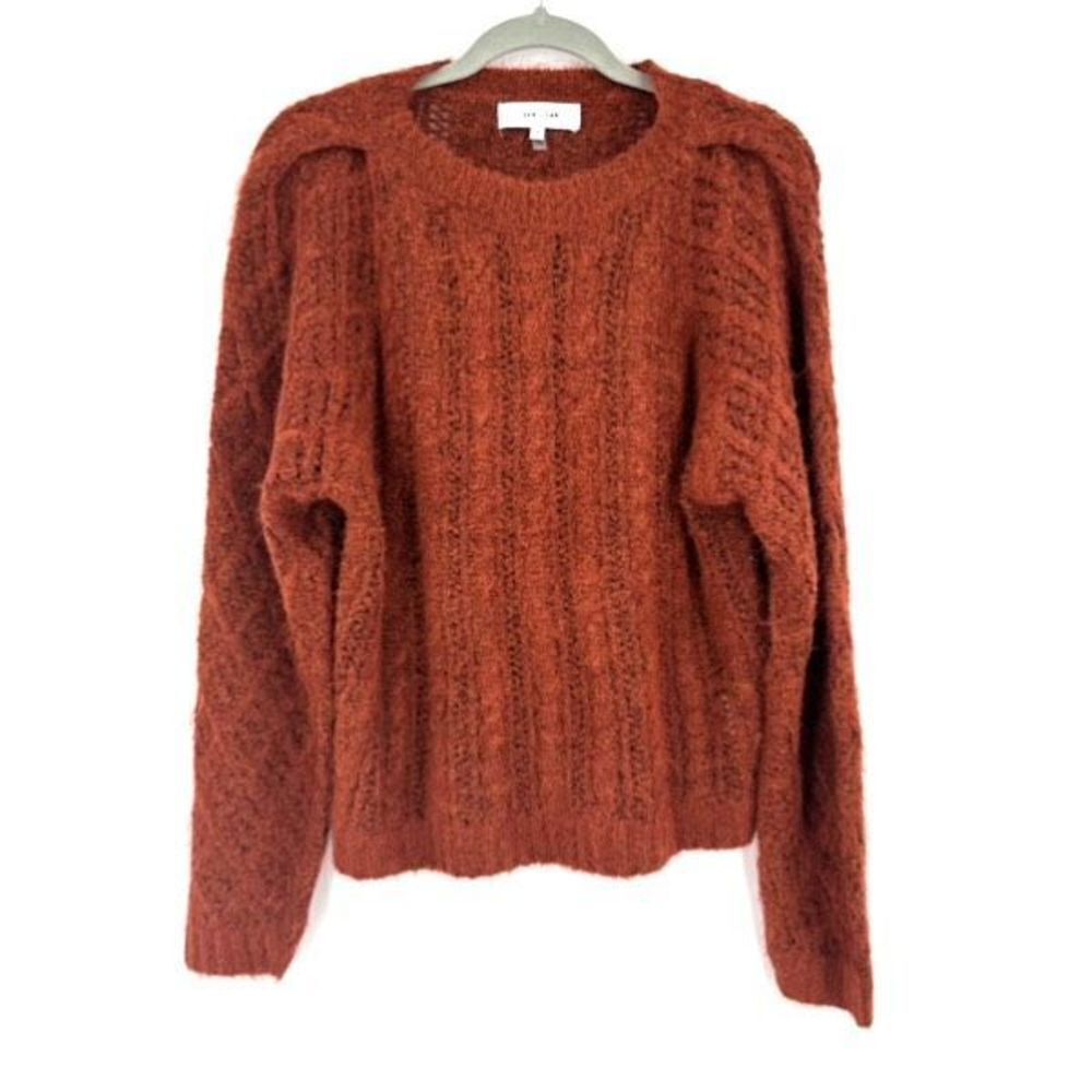 John+Jenn Women's Knit Crew Neck Long Sleeve Pullover Sweater Burst Orange Small